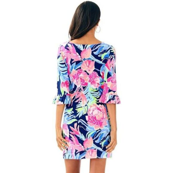 LILLY PULITZER Sophie Floral UPF 50+ Ruffle Dress XS - Picture 2 of 6